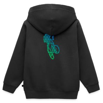 Vélo bmx vélo bmx Femmes Hommes bmx garçons - Sweat Premium à capuche zippé enfant bio - noir - Dos - AI Model Kid Male (0cm)