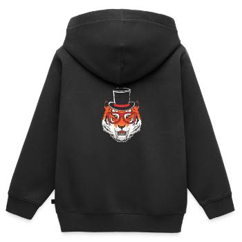 Tigre à dents de sabre - Sweat Premium à capuche zippé enfant bio - noir - Dos - AI Model Kid Male (0cm)