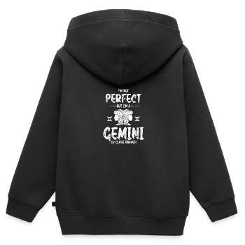 Sternzeichen Zwilling - Kinder Premium Organic Zip Hoodie - Schwarz - Hinten - AI Model Kid Male (0cm)