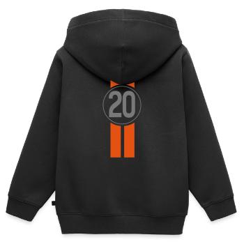 Number 20 - Sweat Premium à capuche zippé enfant bio - noir - Dos - AI Model Kid Male (0cm)