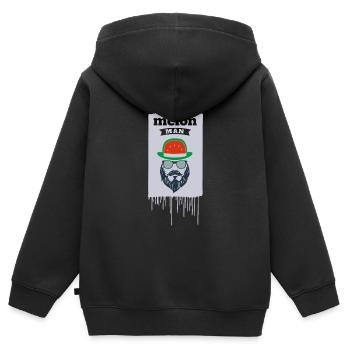Der Mann mit dem Hut - Kinder Premium Organic Zip Hoodie - Schwarz - Hinten - AI Model Kid Male (0cm)