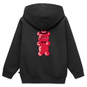 Lustiges Gentleman Gummibaerchen - Kinder Premium Organic Zip Hoodie - Schwarz - Hinten - AI Model Kid Male (0cm)