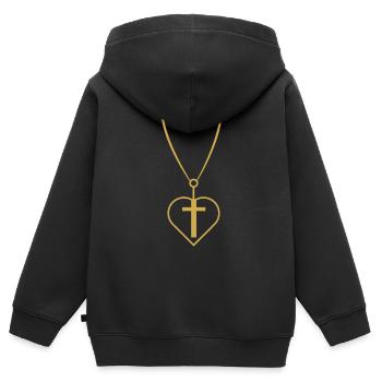 Jésus-Christ Dieu Dieu - Sweat Premium à capuche zippé enfant bio - noir - Dos - AI Model Kid Male (0cm)