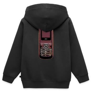 vieux téléphone portable - Sweat Premium à capuche zippé enfant bio - noir - Dos - AI Model Kid Male (0cm)