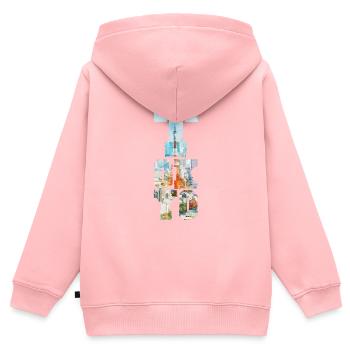 TOKYO TOWER FONT AQUARELL - Kinder Premium Organic Zip Hoodie - Rosa - Hinten - AI Model Kid Female (0cm)