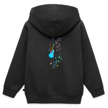Musique, clef, étoiles, or, guitare, coloré - Sweat Premium à capuche zippé enfant bio - noir - Dos - AI Model Kid Male (0cm)