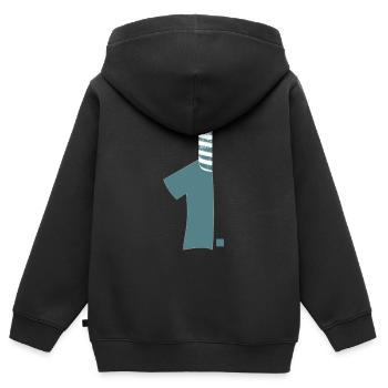 1. Geburtstag - Kinder Premium Organic Zip Hoodie - Schwarz - Hinten - AI Model Kid Male (0cm)