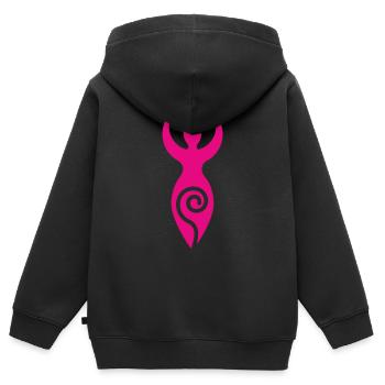 Déesse - Sweat Premium à capuche zippé enfant bio - noir - Dos - AI Model Kid Male (0cm)