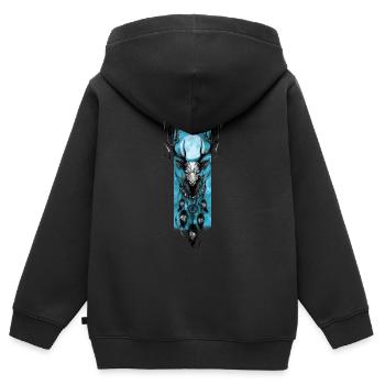 Lunar Harmony: Hirsch und Traumfänger - Kinder Premium Organic Zip Hoodie - Schwarz - Hinten - AI Model Kid Male (0cm)