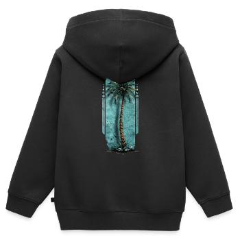 Solitaire : Palmier solitaire - Sweat Premium à capuche zippé enfant bio - noir - Dos - AI Model Kid Male (0cm)