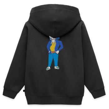 Wütende graue Katze - Kinder Premium Organic Zip Hoodie - Schwarz - Hinten - AI Model Kid Male (0cm)