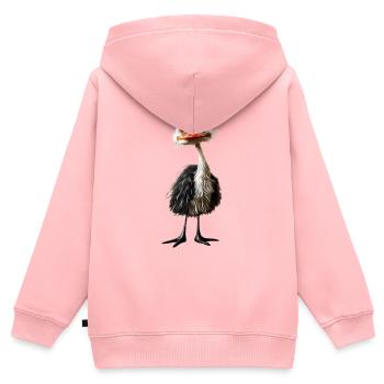 Oiseau autruche #lovely toons - Sweat Premium à capuche zippé enfant bio - rose - Dos - AI Model Kid Female (0cm)