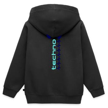 Techno Musik Kopfhörer Puls Herzschlag Frequenz - Kinder Premium Organic Zip Hoodie - Schwarz - Hinten - AI Model Kid Male (0cm)