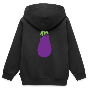 Aubergine - Sweat Premium à capuche zippé enfant bio - noir - Dos - AI Model Kid Male (0cm)