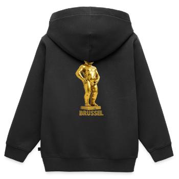 Manneken pis Brussels gold - Sweat Premium à capuche zippé enfant bio - noir - Dos - AI Model Kid Male (0cm)