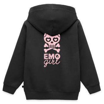 Fille emo ! - Sweat Premium à capuche zippé enfant bio - noir - Dos - AI Model Kid Male (0cm)
