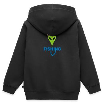 Pêche - Sweat Premium à capuche zippé enfant bio - noir - Dos - AI Model Kid Male (0cm)