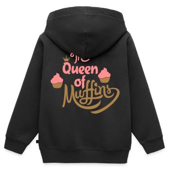 muffins - Sweat Premium à capuche zippé enfant bio - noir - Dos - AI Model Kid Male (0cm)