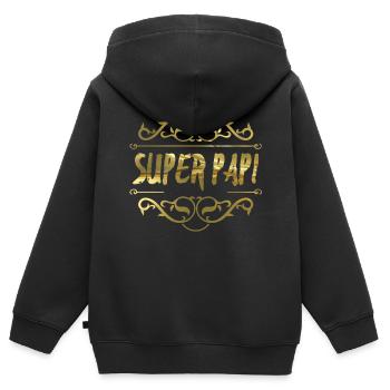 Grand papa - Sweat Premium à capuche zippé enfant bio - noir - Dos - AI Model Kid Male (0cm)
