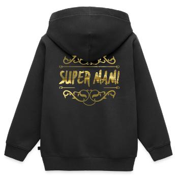 Super Mami - Kinder Premium Organic Zip Hoodie - Schwarz - Hinten - AI Model Kid Male (0cm)