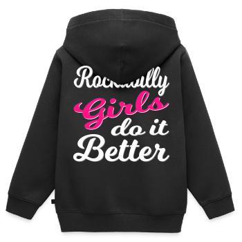 Rockabilly Vintage Mädchenpower - Kinder Premium Organic Zip Hoodie - Schwarz - Hinten - AI Model Kid Male (0cm)