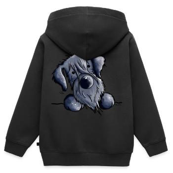 Knuffiger Schnauzer - Kinder Premium Organic Zip Hoodie - Schwarz - Hinten - AI Model Kid Male (0cm)