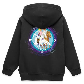 Bibi und Tina 'Auf ins Abenteuer' - Kinder Premium Organic Zip Hoodie - Schwarz - Hinten - AI Model Kid Male (0cm)