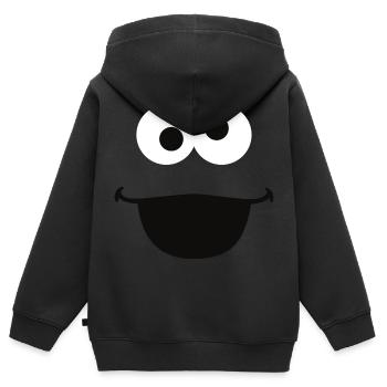 Sesamstraße Krümelmonster Gesicht - Kinder Premium Organic Zip Hoodie - Schwarz - Hinten - AI Model Kid Male (0cm)