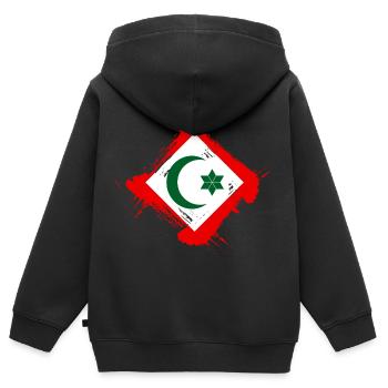 Rif - Kinder Premium Organic Zip Hoodie - Schwarz - Hinten - AI Model Kid Male (0cm)