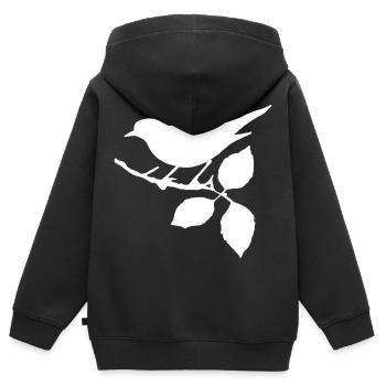 Oiseau Drossel Moineau Bussard Corbeau Merle - Sweat Premium à capuche zippé enfant bio - noir - Dos - AI Model Kid Male (0cm)