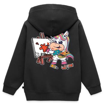 Unicorn Painting Season Colors - Kids Premium Organic Zip-up Hoodie - black - Back - AI Model Kid Male (0cm)