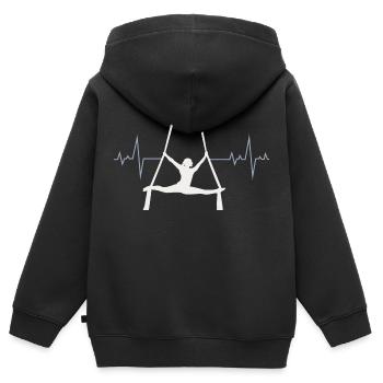 Aerial Silks Tänzer Aerialist Air Yoga Herzschlag - Kinder Premium Organic Zip Hoodie - Schwarz - Hinten - AI Model Kid Male (0cm)