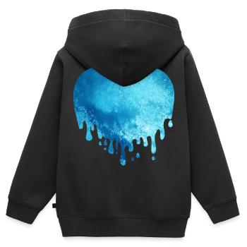 Schmelzendes Eis Gletscher Herz - Kinder Premium Organic Zip Hoodie - Schwarz - Hinten - AI Model Kid Male (0cm)
