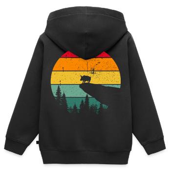 Cochons de porc vintage - Sweat Premium à capuche zippé enfant bio - noir - Dos - AI Model Kid Male (0cm)