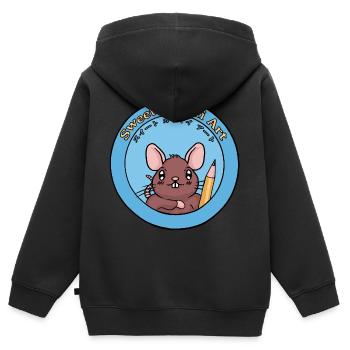 Sweet Kawai Art: Rat Kawaii - Sweat Premium à capuche zippé enfant bio - noir - Dos - AI Model Kid Male (0cm)