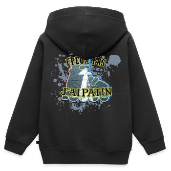 J'Peux Pas J'Ai Patin Skate Patinage - Sweat Premium à capuche zippé enfant bio - noir - Dos - AI Model Kid Male (0cm)