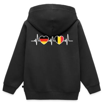 Allemagne et Belgique Drapeaux belges Patriot - Sweat Premium à capuche zippé enfant bio - noir - Dos - AI Model Kid Male (0cm)