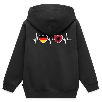 Deutschland Albanien Albanisch Flagge Flaggen - Kinder Premium Organic Zip Hoodie - Schwarz - Hinten - AI Model Kid Male (0cm)
