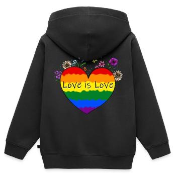 L’amour est amour - Sweat Premium à capuche zippé enfant bio - noir - Dos - AI Model Kid Male (0cm)