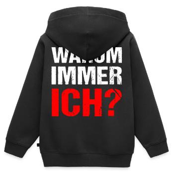 Warum immer ich? Warum - Kinder Premium Organic Zip Hoodie - Schwarz - Hinten - AI Model Kid Male (0cm)