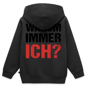 Warum immer ich? Warum - Kinder Premium Organic Zip Hoodie - Schwarz - Hinten - AI Model Kid Male (0cm)