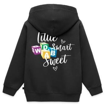 Klein Schlau und Süß - Kinder Premium Organic Zip Hoodie - Schwarz - Hinten - AI Model Kid Male (0cm)