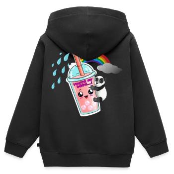 Bubble tea will ein Panda. Bubble tea Box - Kinder Premium Organic Zip Hoodie - Schwarz - Hinten - AI Model Kid Male (0cm)