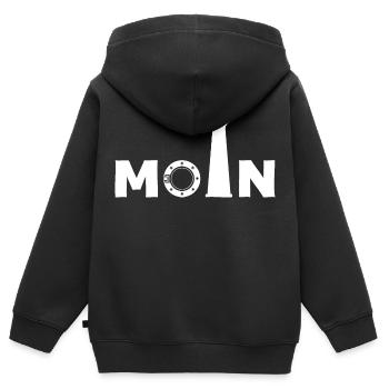 Am Leuchtturm sagt man "Moin" - Kinder Premium Organic Zip Hoodie - Schwarz - Hinten - AI Model Kid Male (0cm)
