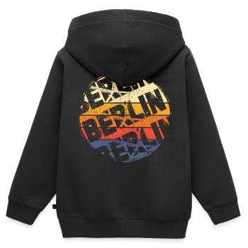 Berlin Allemagne Ville Vintage Rétro Skyline - Sweat Premium à capuche zippé enfant bio - noir - Dos - AI Model Kid Male (0cm)