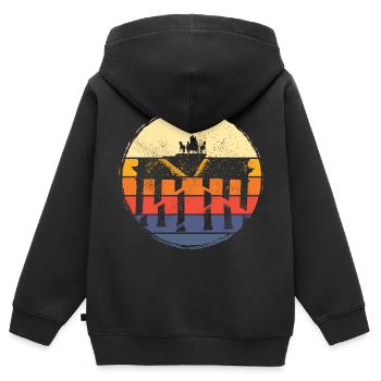 Berlin Allemagne City Skyline Vintage Rétro - Sweat Premium à capuche zippé enfant bio - noir - Dos - AI Model Kid Male (0cm)