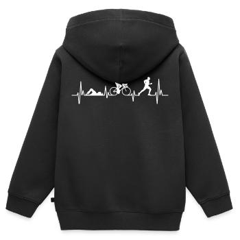 Triathlète de triathlon - Sweat Premium à capuche zippé enfant bio - noir - Dos - AI Model Kid Male (0cm)