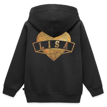 Lisa Herzen Gold - Kinder Premium Organic Zip Hoodie - Schwarz - Hinten - AI Model Kid Male (0cm)