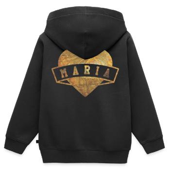 Maria Herzen Or - Sweat Premium à capuche zippé enfant bio - noir - Dos - AI Model Kid Male (0cm)
