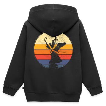 Berlin Deutschland Stadt Skyline Vintage Retro - Kinder Premium Organic Zip Hoodie - Schwarz - Hinten - AI Model Kid Male (0cm)